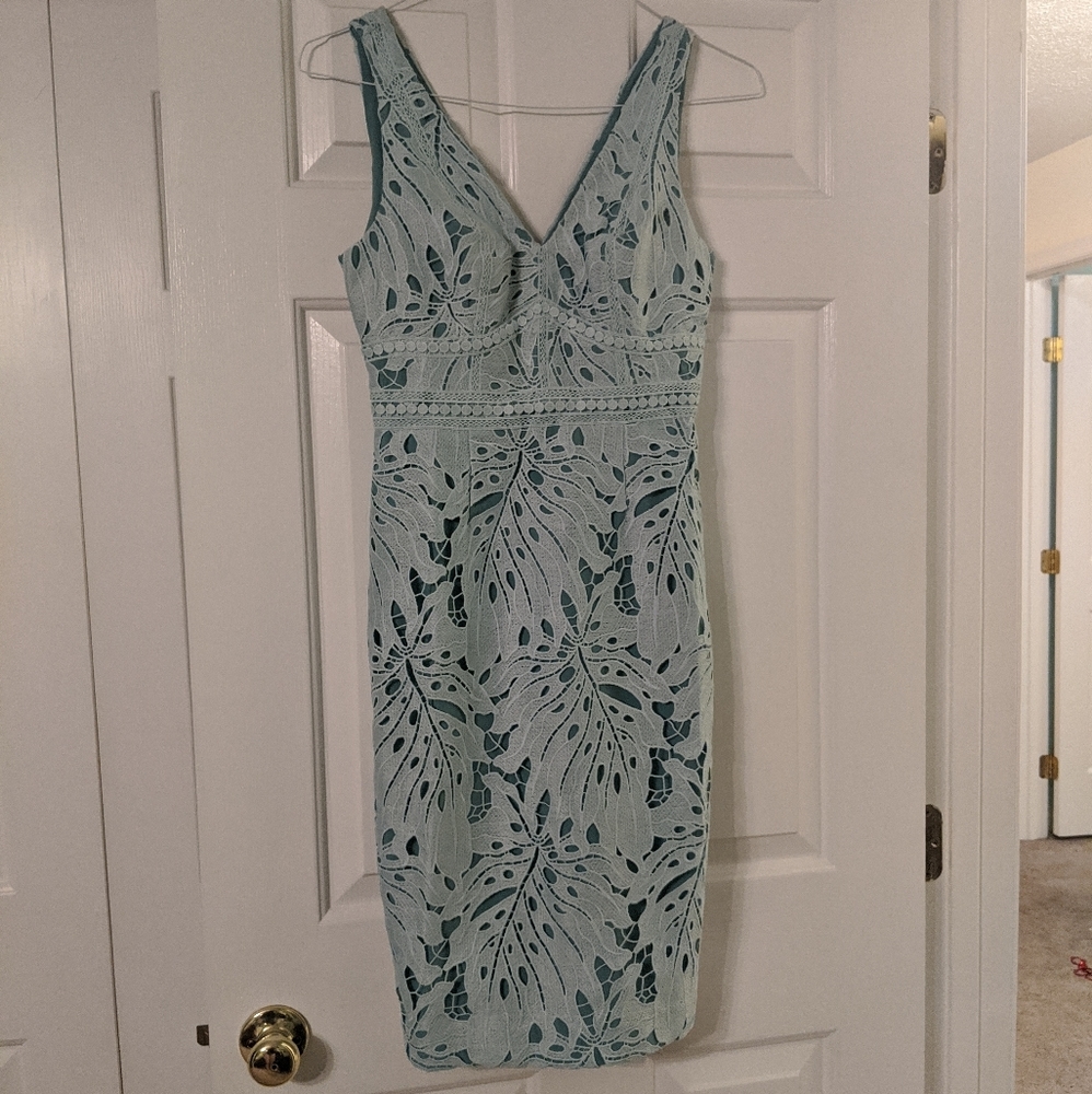 Gardenia Lace Column Dress Anthropologie Mint sz0 - Picture 2 of 5